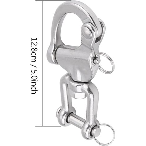 Manille pivotante à ressort pour chariot élévateur marin avec maillon de chaîne en acier inoxydable 316 (128 mm) (1/5)