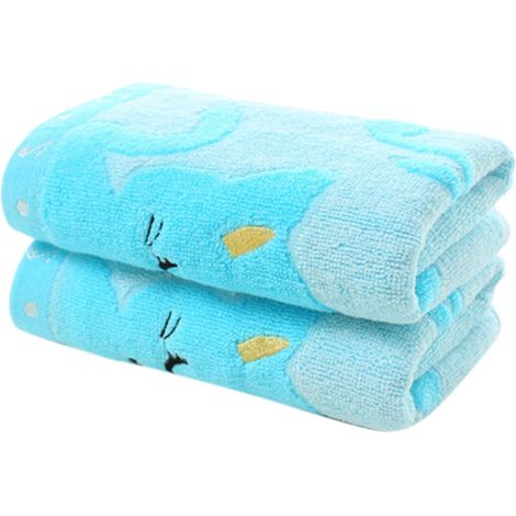 Washcloth - 100% Coton - 50 x 25 cm - Pour Salle De Bain Cuisine Visage Bébé - Bleu - 1 Pièce (1/4)