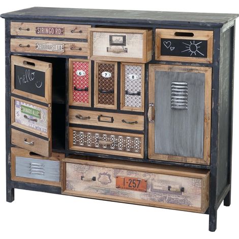 [NEUWERTIG] Apotheker-Schrank HHG-021, Kommode, Tanne Holz massiv Vintage Shabby-Look 100x110x32cm (1/5)