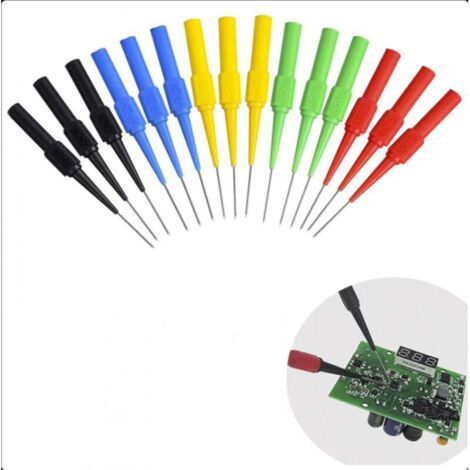 Pack of 15pcs 4mm Piercing Test Clips Probes Multimeter Test Probes Test Clip Probe with Banana Plug Insulation Multimeter Test Probe, Automotive Test Probe (1/5)