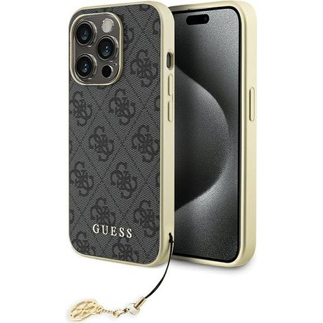 Guess GUHCP15LGF4GGR iPhone 15 Pro 6,1" graue/graue Hartschalen-Hülle 4G Charms Kollektion (1/5)