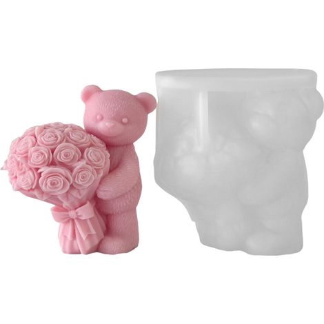 Lindo molde para velas, molde de silicona con forma de oso para el-L