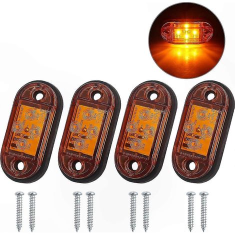 Feux de position LED ambre universels 12V/24V pour remorque, fourgon, caravane, camion, autocar - Feux latéraux étanches avant/arrière, feux de gabarit clignotants, 2 pièces (1/5)