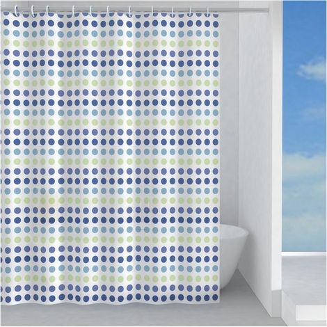 Gedy Tenda Doccia in Peva Biglie 240x200 Cm Verde-Blu