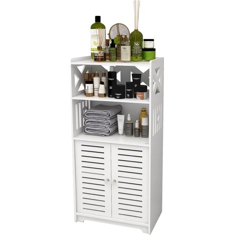 Mobilier de salle de bain, design moderne, espace de rangement ample, BLANC (1/2)