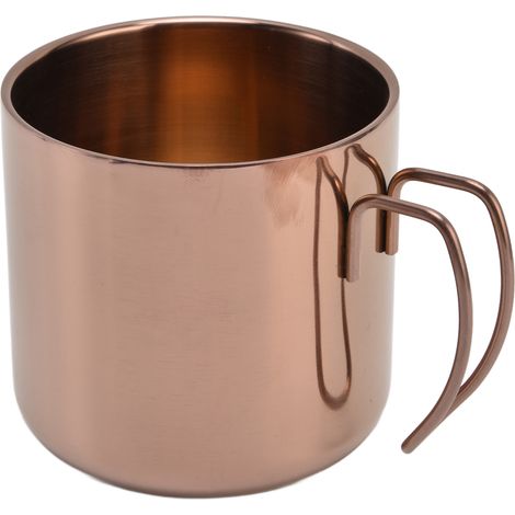 Mug en acier inoxydable, 400 ml, robuste, pratique et portable, avec anse, pour la maison, le bureau ou le restaurant, couleur or rose (sans couvercle), 400 ml (1/5)