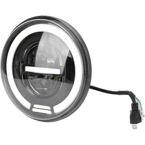 Phare LED rond de 7 pouces pour moto, style « angel eye », étanche IP67, 12-80 V, éclairage rouge et jaune universel (1/5)