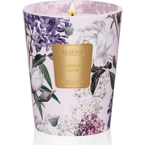 Duftkerze Lavendel im Glas  400g Sojawachskerze  75 Std. Brenndauer  Aromatherapie  Geschenkbox (1/5)
