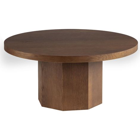 Table à café ronde en placage chêne noyer - Noyer (1/2)