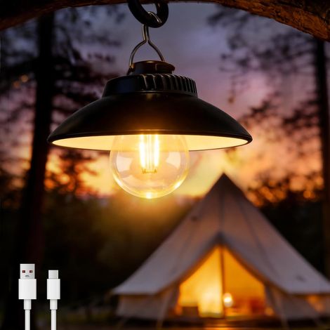 Rechargeable Camping Lantern, Retro Portable LED Camping Lamp, 2 Lighting Modes, IPX4 Waterproof, Tent Light for Fishing, Hiking, Power Outage, Emergency (Warm White)
