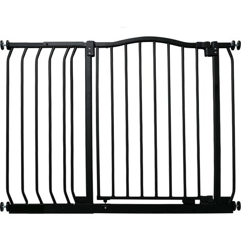Bettacare Curved Top Dog Gate, 116cm - 125cm, Matt Black, Pressure Fit Pet Gate for Dog and Puppy, Pet and Dog Barrier