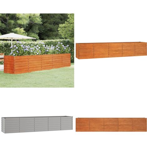 Lit surélevé de jardin rouillé 400x80x77 cm acier corten - Jardiniere - Lit Surélevé - Acier Corten - Plante - Décoration Extérieur - Home & Living (1/5)