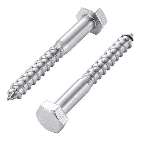 Mdingbao-Boulons à Six pans Hex Head Lag Screws 304 Stainless Steel Heavy Duty Wood Screws M6/M8 for TV Mounts Deck Boat Repair Large Lag Bolts, 10Pcs, Forte résistance à l’Usure(50mm,M6) (1/5)