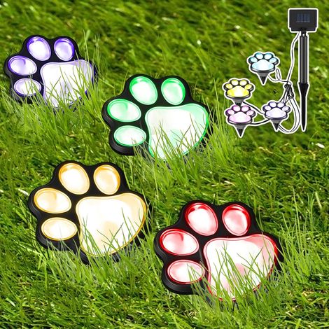 Luz Solar En Forma De Huella De Animal - 4 Unidades - Para Jardín Patio Camino Césped (1/5)