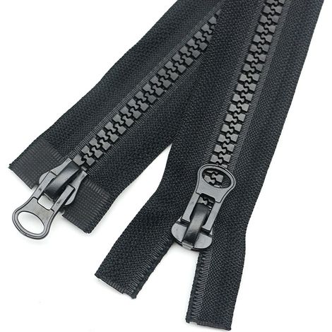 2 Stück 70 cm lange, trennbare schwarze Kunststoffreißverschlüsse für Jacken (70 cm)