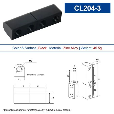 (CL204-3-ZA-B-8PCS) Charnière détachable mère-enfant pour porte d'armoire industrielle, boîte de distribution, axe de charnière en alliage de zinc (1/5)