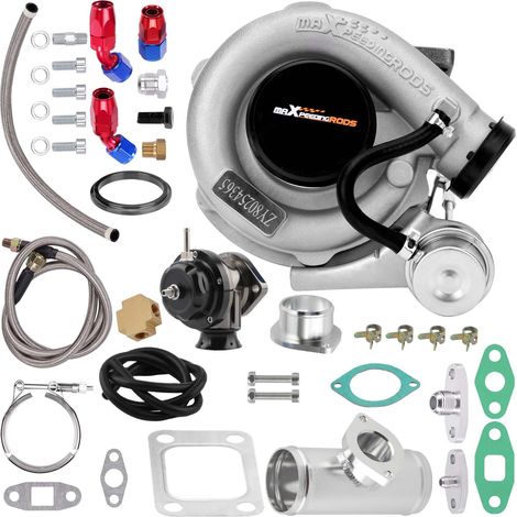 Maxpeedingrods – Turbocompresseur T3 T04E V-Band 400HP – Wastegate interne – Retour d'huile et ligne d'alimentation – Compatible moteurs 4/6 cylindres