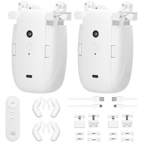 DEESSE SHOP-Ouvre-rideau Automatique Intelligent, Moteur de Rideau Intelligent 3 en 1, Ouvre-rideau électrique sans Câblage avec Télécommande pour Rail I, Rail en U, Tige Romaine (2PCS) (1/5)