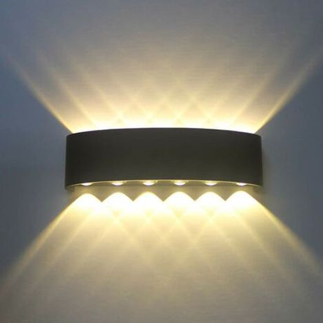 Applique murale d'intérieur de porche extérieure lumière blanche chaude 3000 K étanche IP65 convient pour le jardin 12 W (1/4)