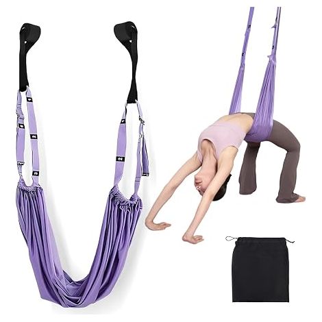 Aerial Yoga Strap Air Yoga Hammock Polyester Cotton Leg Exercise Band Stretching Equipment with Anchor for Ballet Pilates Gymnastics Flexibility (1/5)