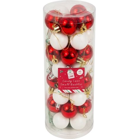 40 Pack Traditional Candy Cane Christmas Baubles (1/2)