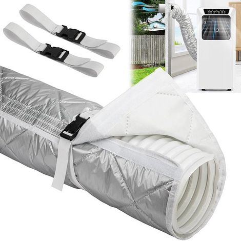 Dailygoods, Funda acolchada para manguera de 150 x 50 cm, Aislante, Funda protectora, Ligera, Gris plata, Funda para aire acondicionado (1/5)