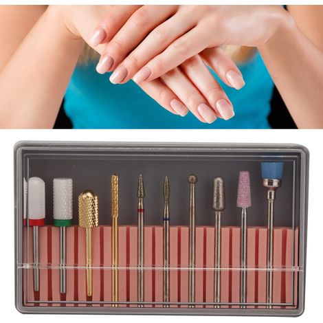 10-teiliges Nagelfräser-Set, Maniküre- und Pediküre-Zubehörset, Ersatzteile für Nagelpoliermaschinen, Pflegewerkzeug BH-08 (1/5)