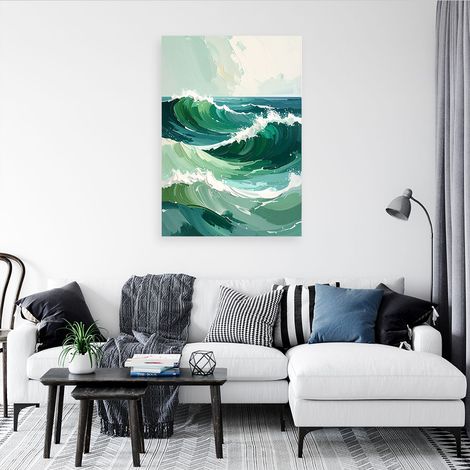 Wandbild Meereswellen Pastell Landschaft Grünes Meer 40x60 (1/4)