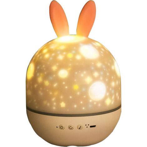 Projecteur de veilleuse pour enfants Starlight, veilleuse musicale rotative à 360 ° + minuterie + télécommande + 6 couleurs, anniversaire, veilleuse étoilée à LED de Noël (télécommande lapin Bluetooth (1/4)