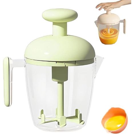 Frusta manuale da 550 ml - Con filtro in schiuma e testina per sbattere - Multifunzionale per sbattere uova, montare la panna e il latte - Utensile professionale da cucina (Verde latte)