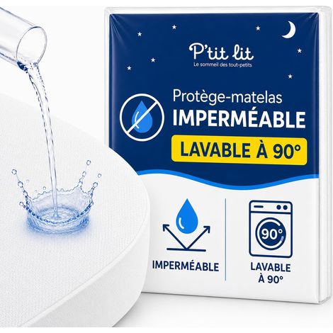 Protège Matelas 80x160 cm - Alèse bébé Imperméable - pour Matelas Lit Cabane - Lavable à 90°C - Respirant et Silencieux - sans Traitement Chimique - Entièrement élastiqué (1/5)