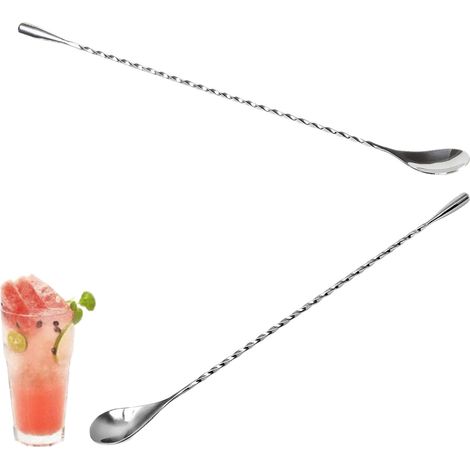 Lot de 2 Cuillère à Cocktail Spirale Cuillères à Mélanger en Acier Inoxydable Agitateurs à Cocktail à Long Manche pour Mélanger et Superposer des Boissons (1/5)