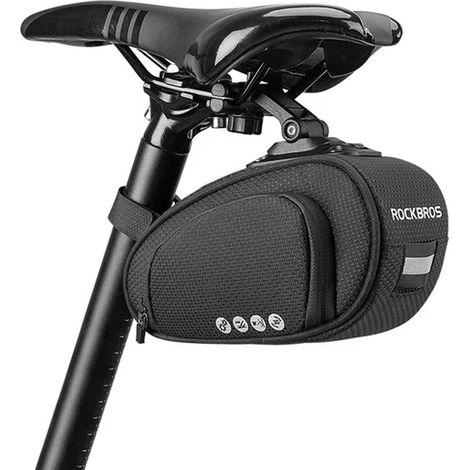 Bolsa para bicicleta bajo el sillín con cierre rápido, impermeable, color negro (1/5)