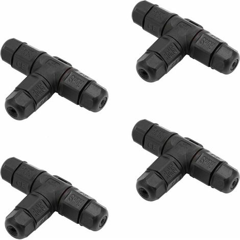 Set of 4 IP68 Type T Waterproof Junction Boxes for Connecting Cables Exposed to Moisture Outdoors - 3-Pole Cable Connectors, Ø 5 mm - 10 mm (1/5)