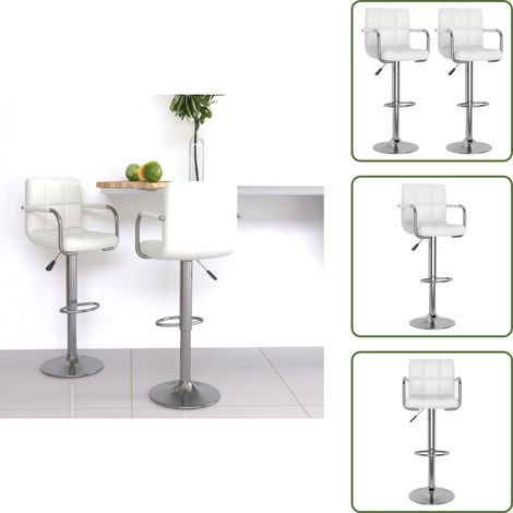 Taburete de bar - vidaXL Taburetes de cocina 2 unidades cuero sintético blanco - Asiento de cocina