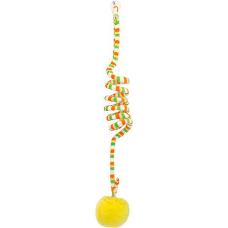 Boule de chat à porte suspendue, jouets amusants, soulage l'ennui, peluche douce, Fixation par ventouse, Interactive avec cloche pour intérieur Orange (1/5)