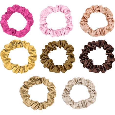 Bandeau en satin de soie - Bandeau élastique pour queue de cheval - Petit bandeau - Accessoires pour cheveux épais et bouclés (1/4)