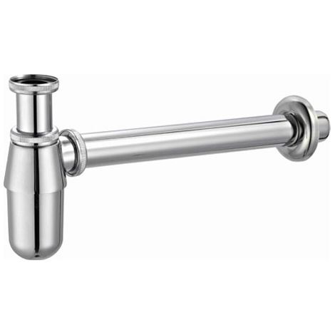 Sifón de lavabo estándar de metal con tubería Con tubería de 320 mm recortable