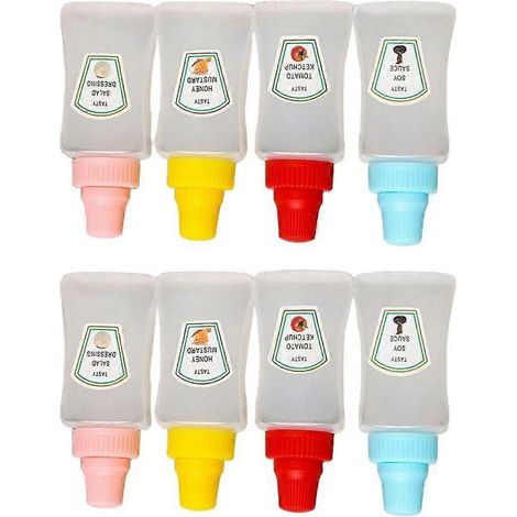 Lot de 8 mini flacons à condiments souples en plastique, accessoires de cuisine portables pour boîte à lunch