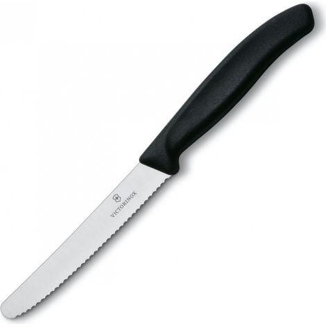 Couteau à tomates à lame dentelée arrondie 110/219 mm - noir (1/2)