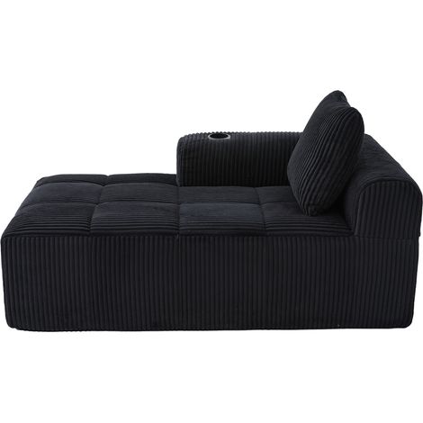 Fauteuil compact en velours côtelé avec rangements latéraux et porte-gobelet - tissu doux et structure robuste (1/5)