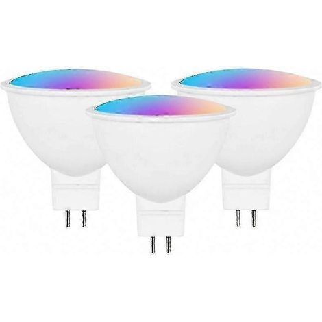 Lot de 3 ampoules LED intelligentes Tuya MR16 RGB+CW 12 V WiFi, dimmables, 5 W, avec minuteur et changement de couleur, compatibles avec Alexa et Google Home. (1/5)