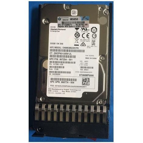 Disco duro empresarial HP de 300 GB, 12 GB, 15 000 rpm, tamaño pequeño, SAS, 873031-001