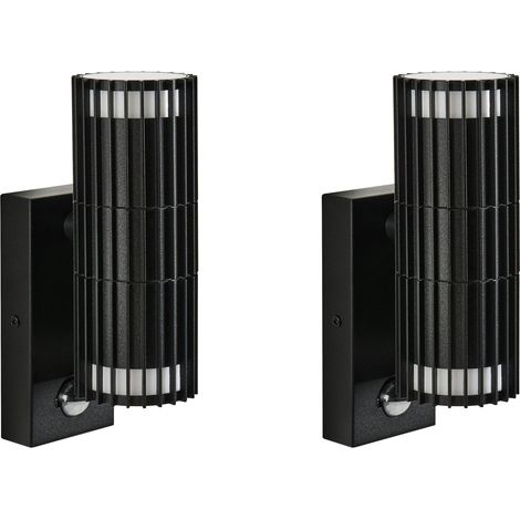 Set of 2 Wall Lights Black Aluminum with Motion Sensor Outdoor Lighting Modern Design ERNAN (1/5)