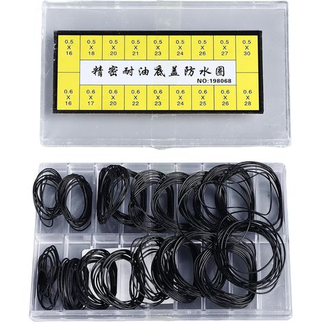 O-Ringe für Uhren, 180 Stück wasserdichte Gummi-O-Ringe für die Uhrenreparatur, 0,5 mm und 0,6 mm für optimale Passform bei Uhrmachern (1/5)