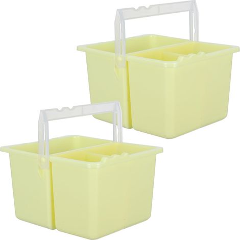 Seaux Pièces de 2 en Plastique Pinceaux Lavage Jaune Poignée Portable Rangement Classe pour Peinture et Matériel Artistique en Extérieur (1/5)