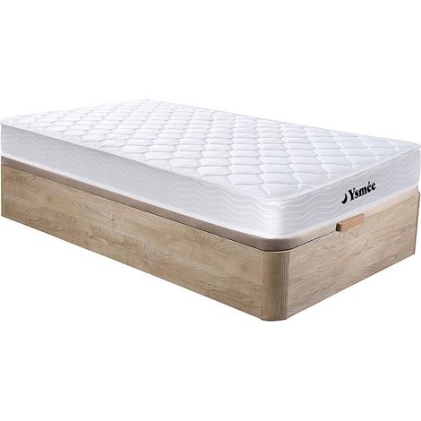 Set 90x190cm Rete vano Naturale chiaro + Materasso molle e memory foam sp.15cm - YSMÉE di WOLKENLOS