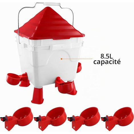 QWORK Automatic Chicken Feeder and Drinker, 6 kg/8.5 L, Easy Installation and Anti-Waste – with Removable Legs and Steel Chains (1/4)