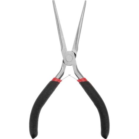 Mini pince à bec aiguille de 15 cm, mini pince de précision à mâchoire plate avec poignée en plastique noir pour la fabrication de bijoux (1/4)