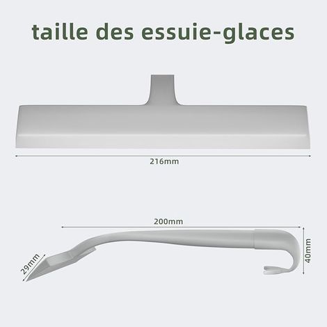 Raclette de Douche pour paroi de Douche sans, en Silicone, pour Portes et Fenêtres en Verre, Pas de Perçage, avec Crochet, Raclette de Douche, 23 cm, Gris (1/4)